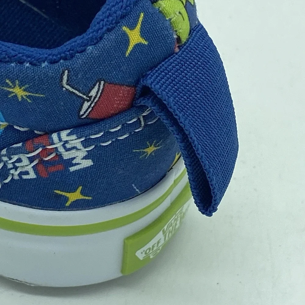 Vans Toddler 4 Slip On Blue Space Alien Pizza Print Sneakers Shoes Skater Y2K